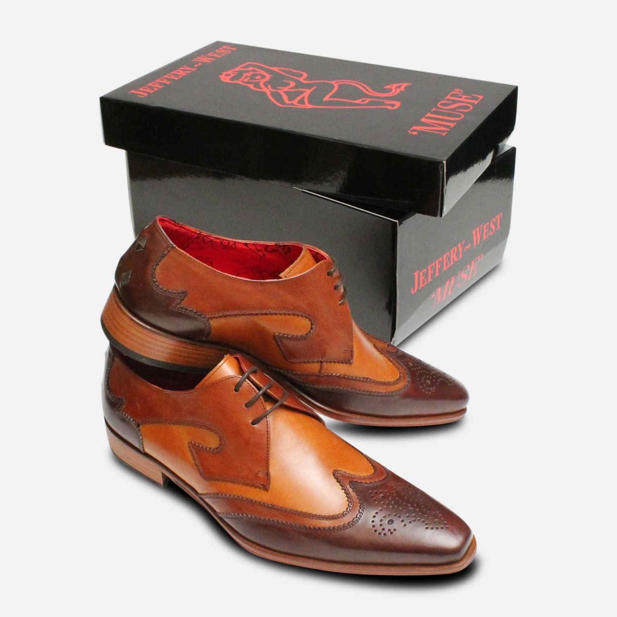 Two Tone Wingtip Brogues in Brown by 
