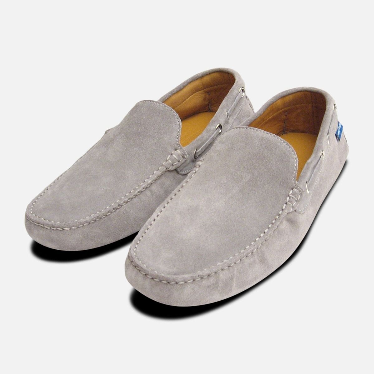 Light Grey Suede Mens Driving Shoes