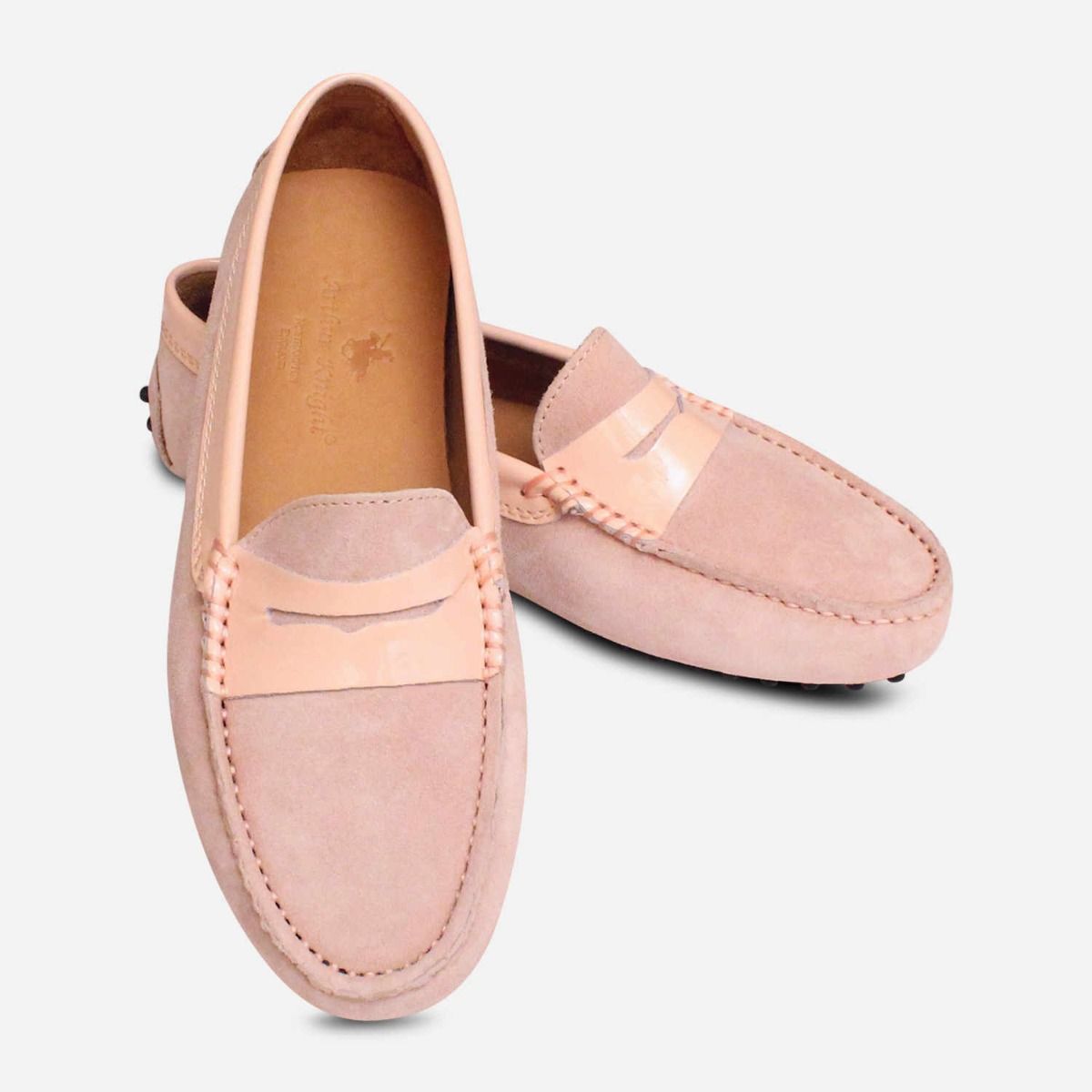 Light Rose Pink Suede Italian Driving 