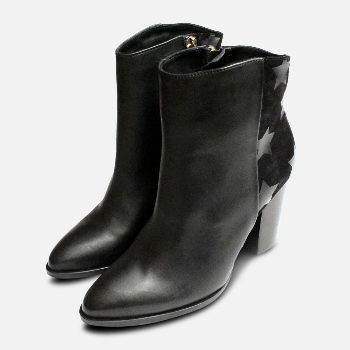 black stacked heel ankle boot
