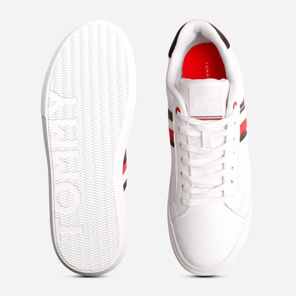 Luxury Tommy Hilfiger White Lace Up Cupsole