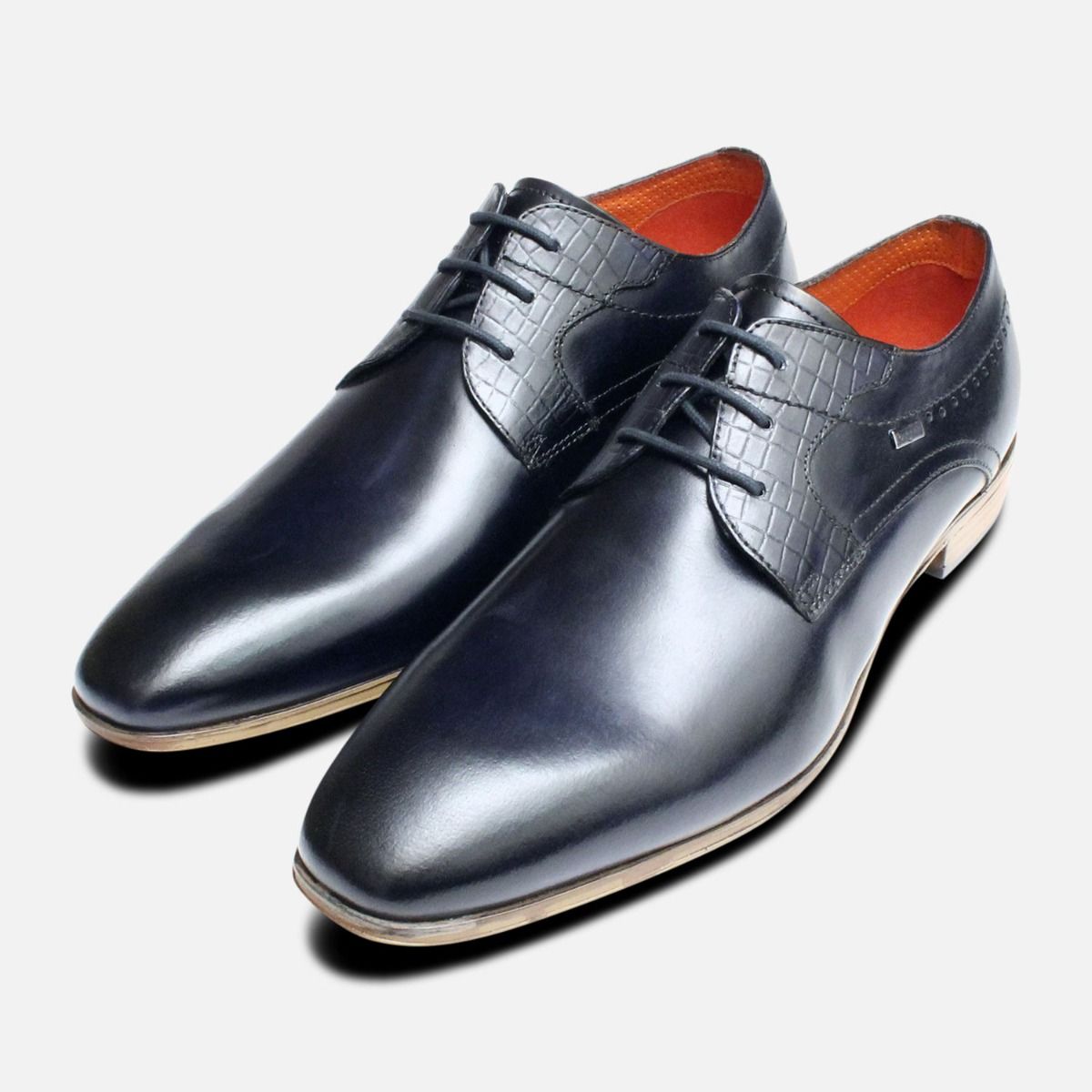 Royal Navy Blue Leather Dress Shoes by 