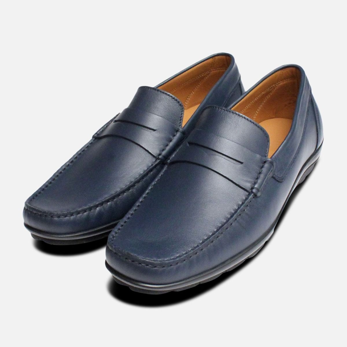 blue moccasin shoes