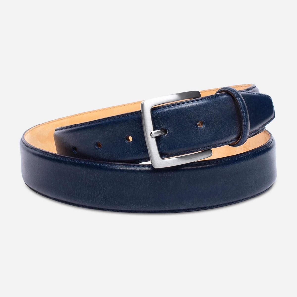 mens navy blue leather belt