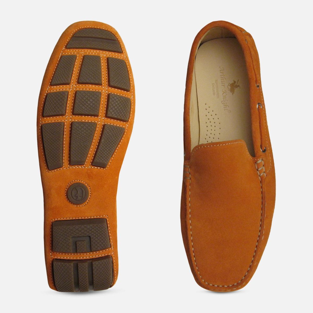 orange driving shoes
