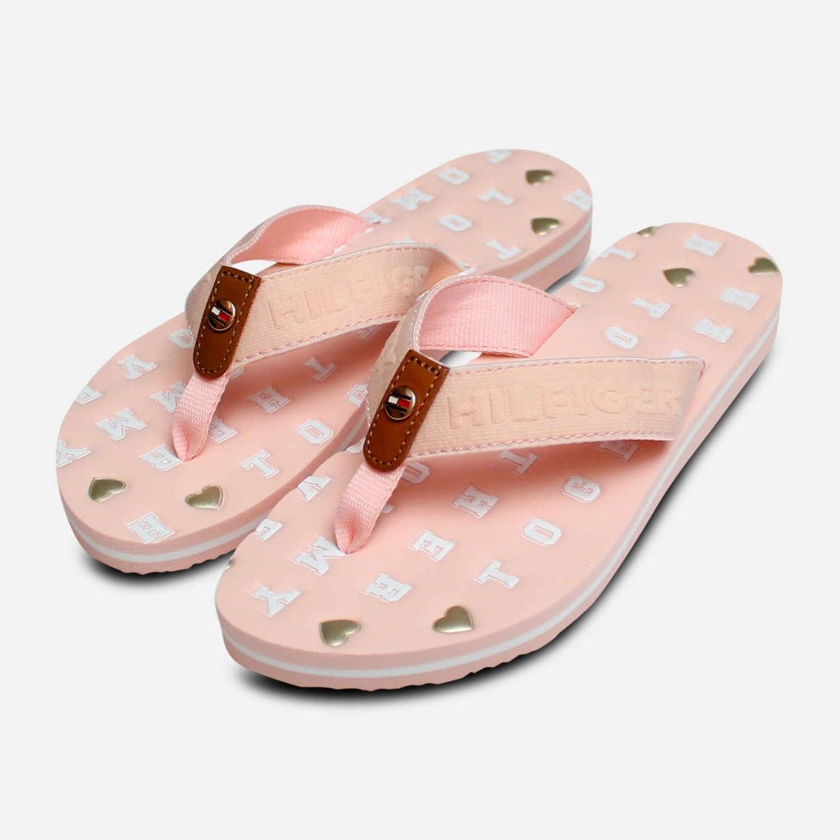 Pink Womens Embossed Flip Flop Sandals