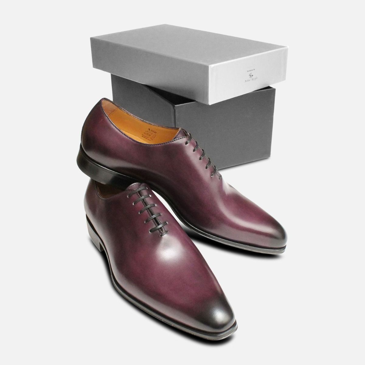 Aubergine Purple Mens Wholecut Oxford Shoes