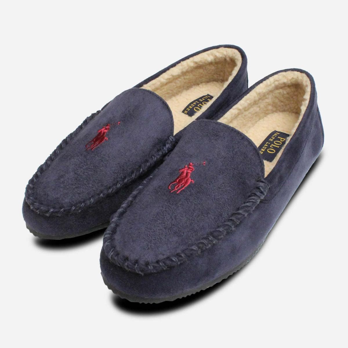 polo ralph lauren dezi navy moccasin slippers