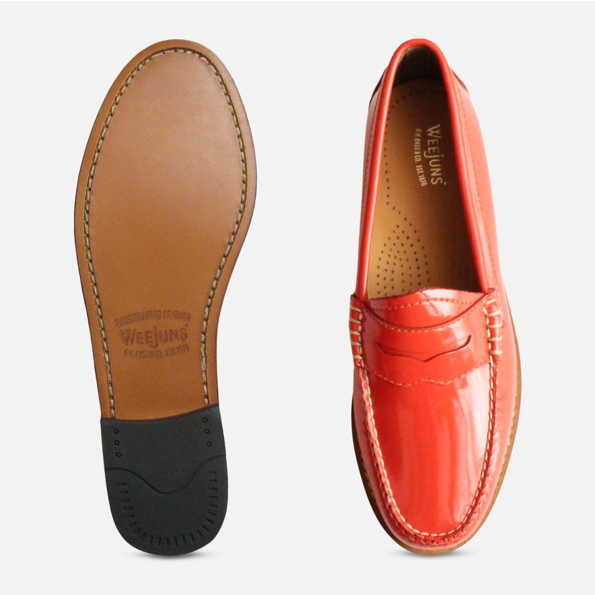 orange patent leather shoes