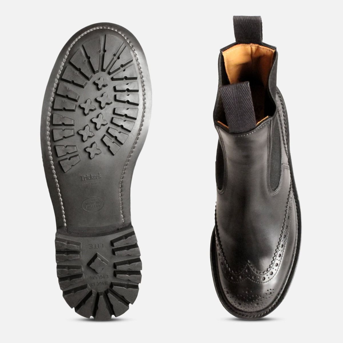 black chelsea brogue boots