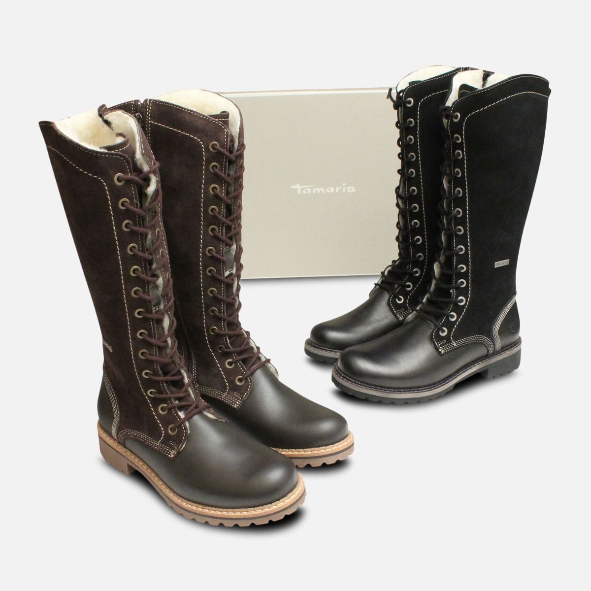 skraber Layouten finansiere Tamaris Black Suede Wool Lined Boots with Duo Tex