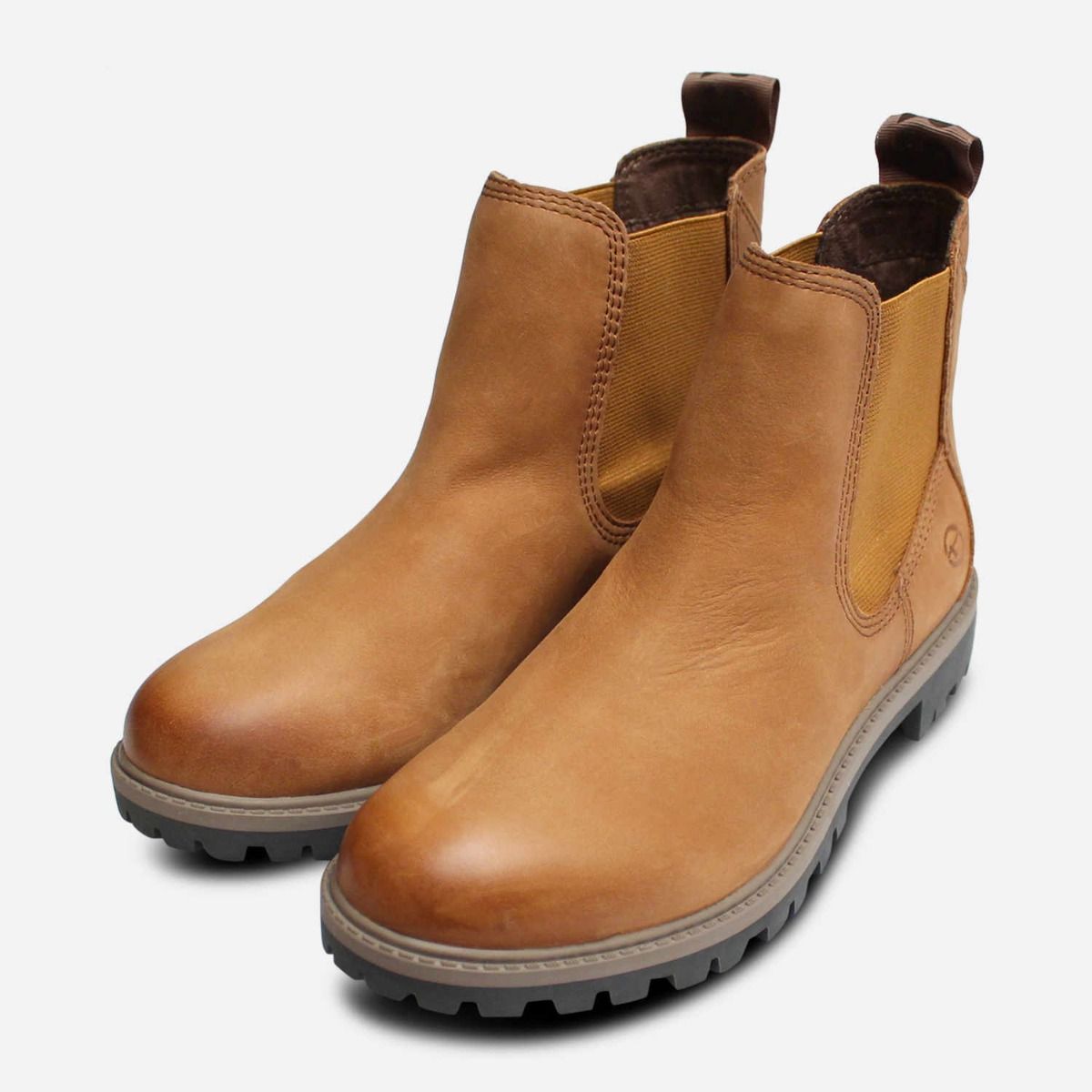 Slip Beige Chelsea Boots with Rubber
