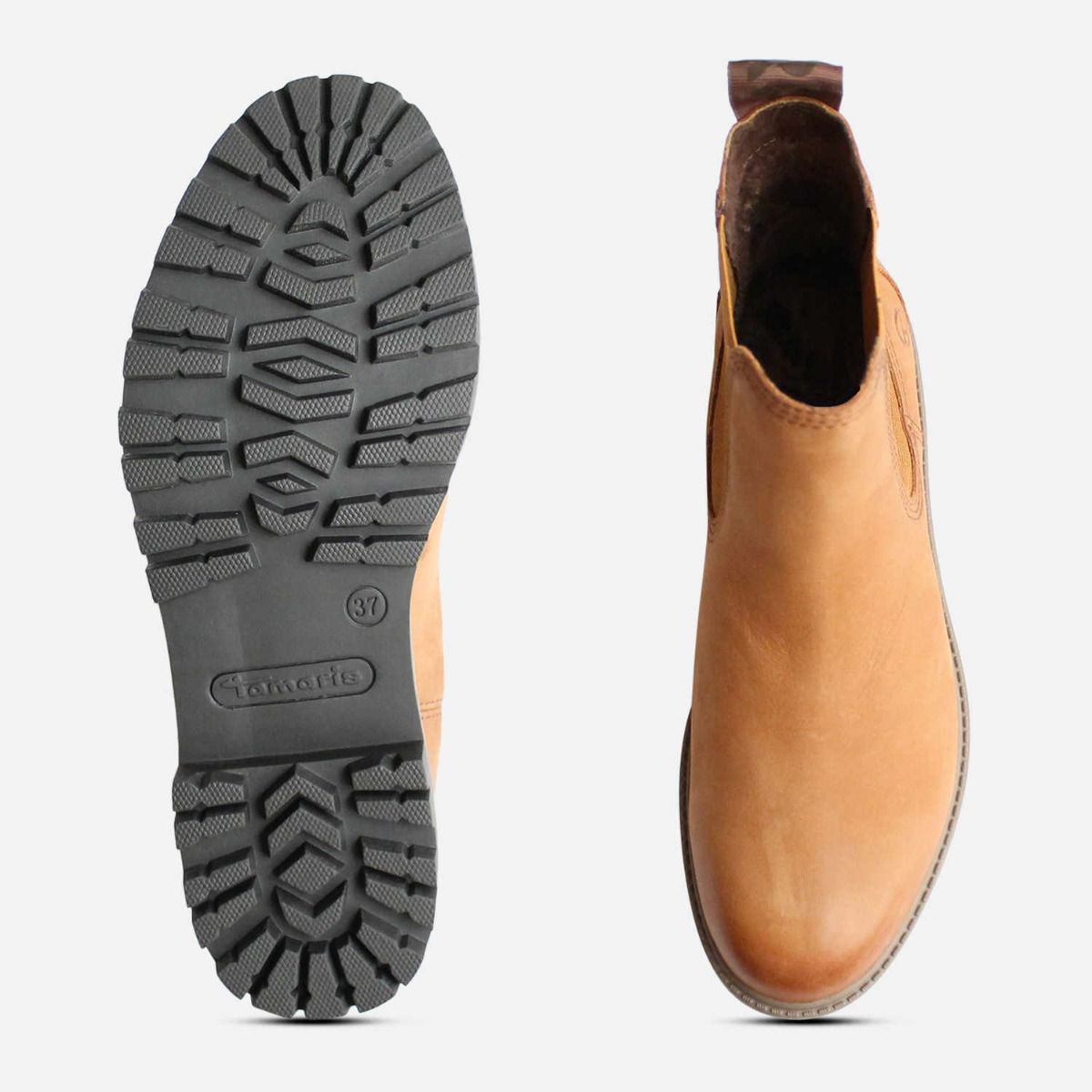 Og så videre scramble Kakadu Tamaris Slip On Beige Chelsea Boots with Rubber Sole
