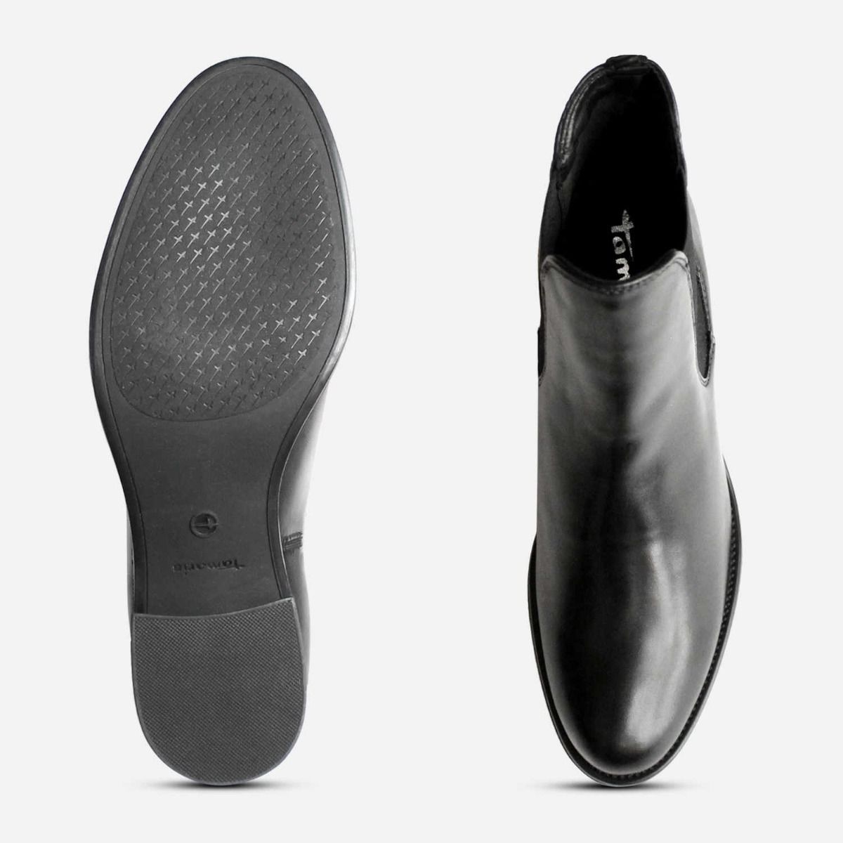 Black Napa Leather Tamaris Heeled Womens Boots