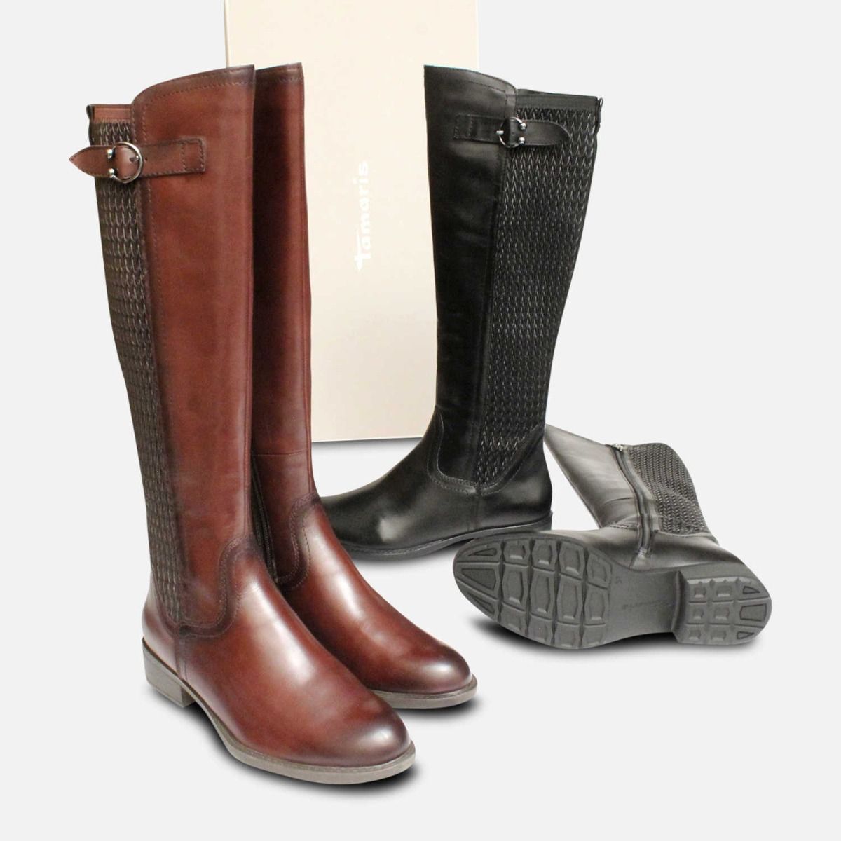 Botsing knijpen leerplan Tamaris Full Length Plain Black Ladies Zip Boots