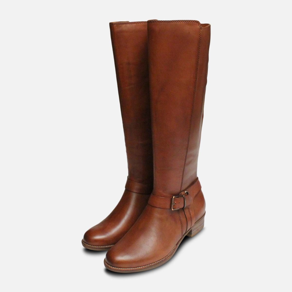 Tamaris Brown Leather Ladies Tall Zip Boots