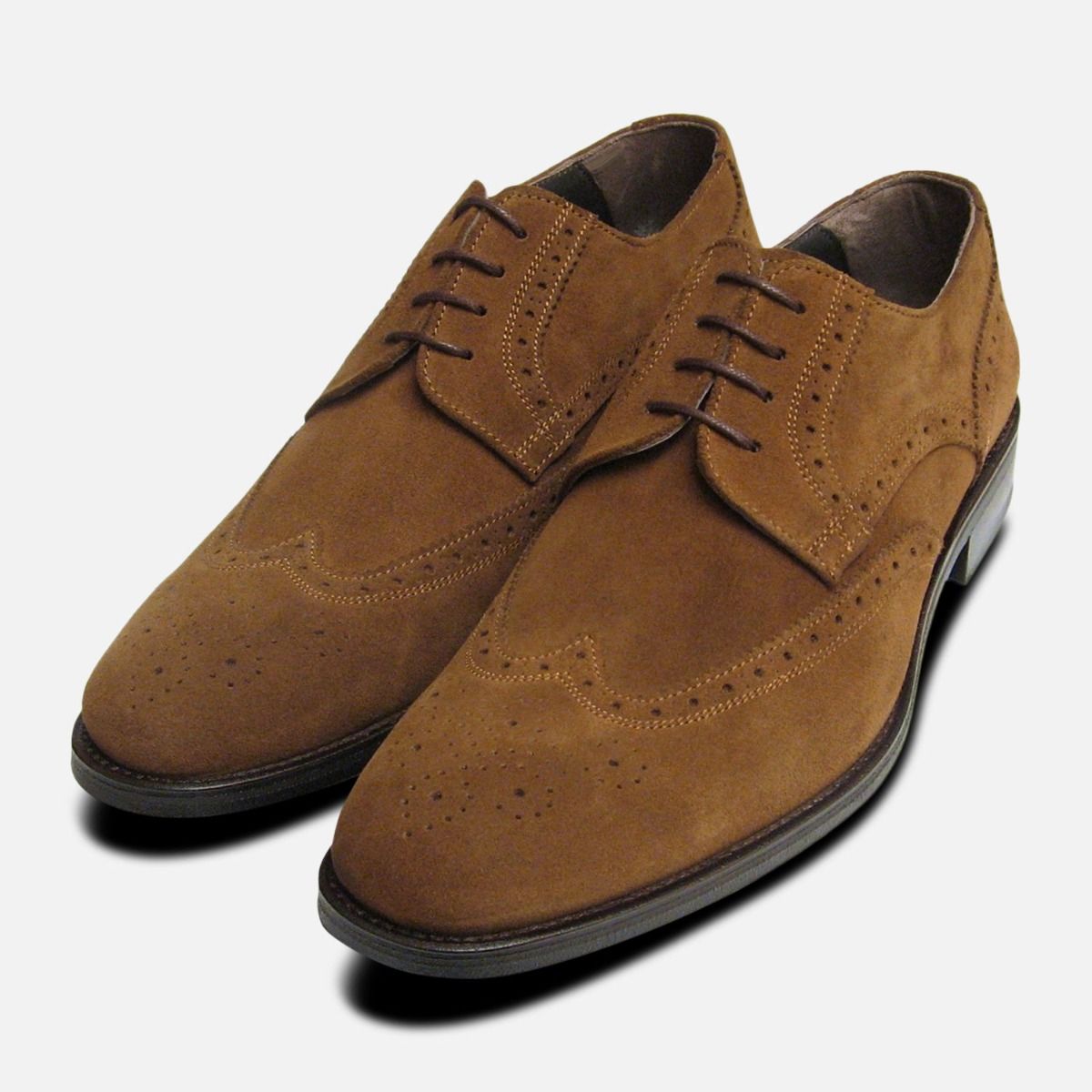 Tobacco Snuff Suede Brogues for Men by 