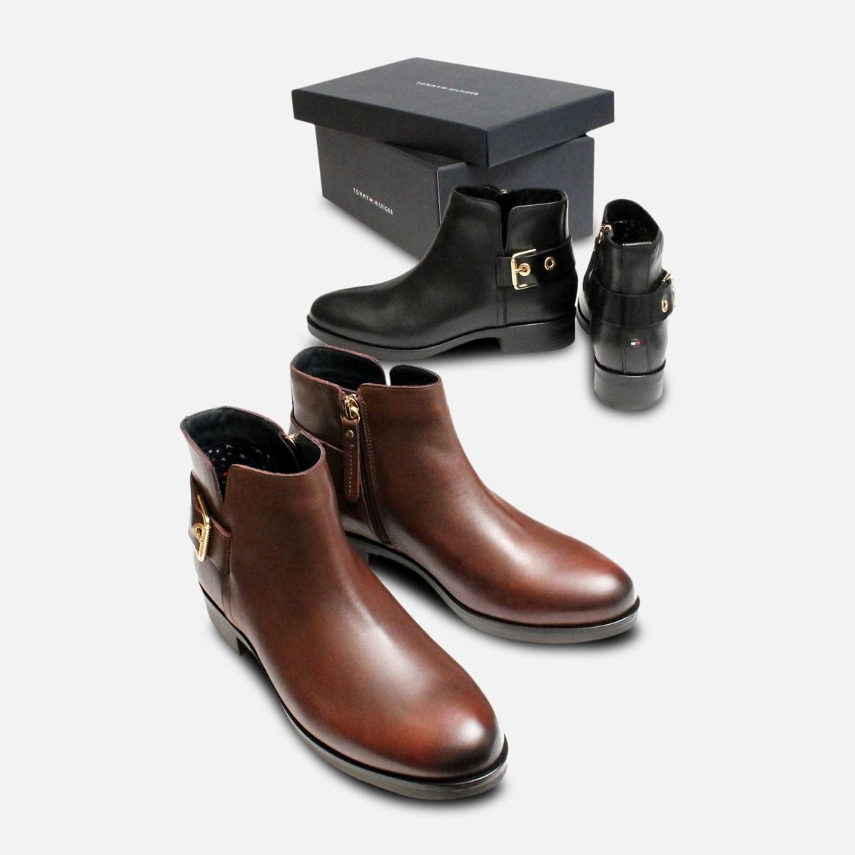 tommy hilfiger brown ankle boots