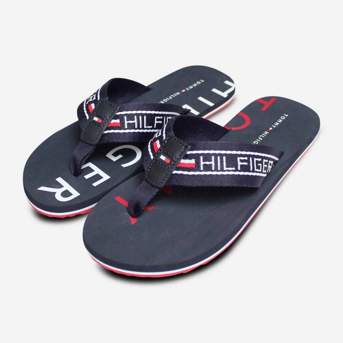 tommy hilfiger navy blue flip flops