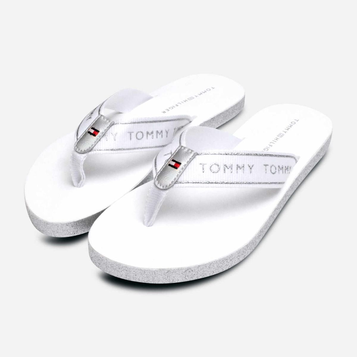 tommy hilfiger silver sandals