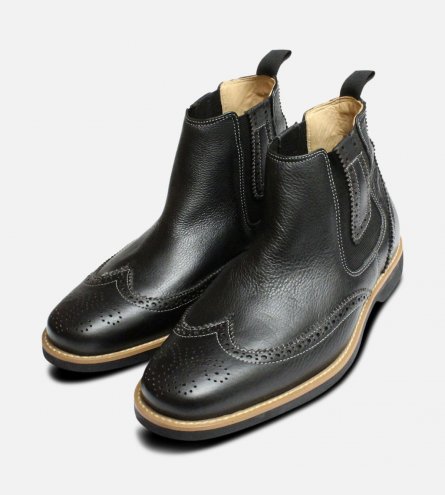 barbour raunds wing cap brogue chelsea boots