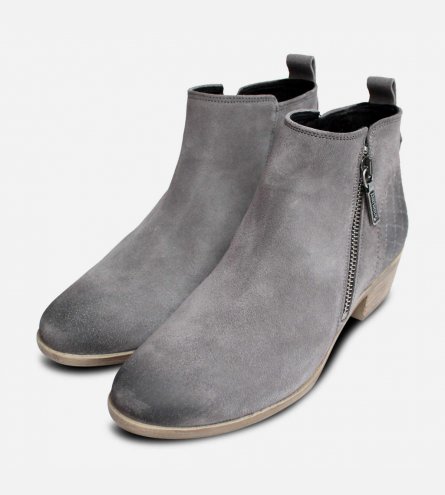 ladies grey suede ankle boots