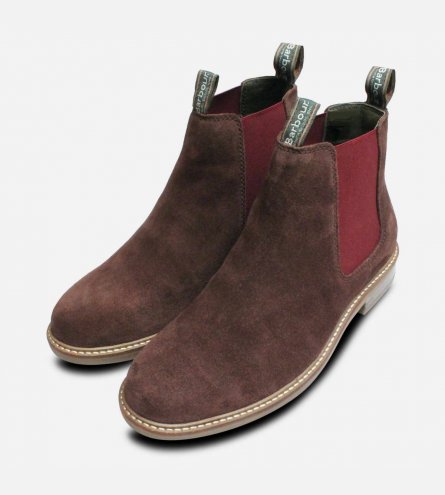 black chelsea boots with red elastic