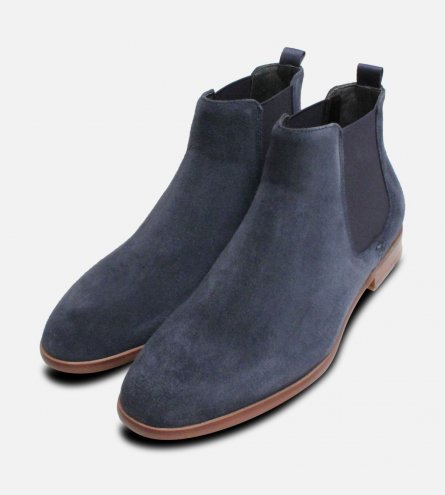 navy suede chelsea boots mens