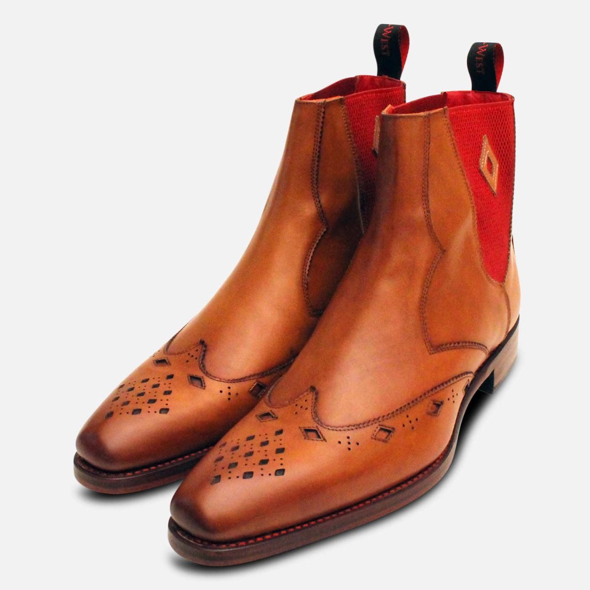 Jeffery West Premium Antique Tan Diamond Chelsea Boots-Mens 