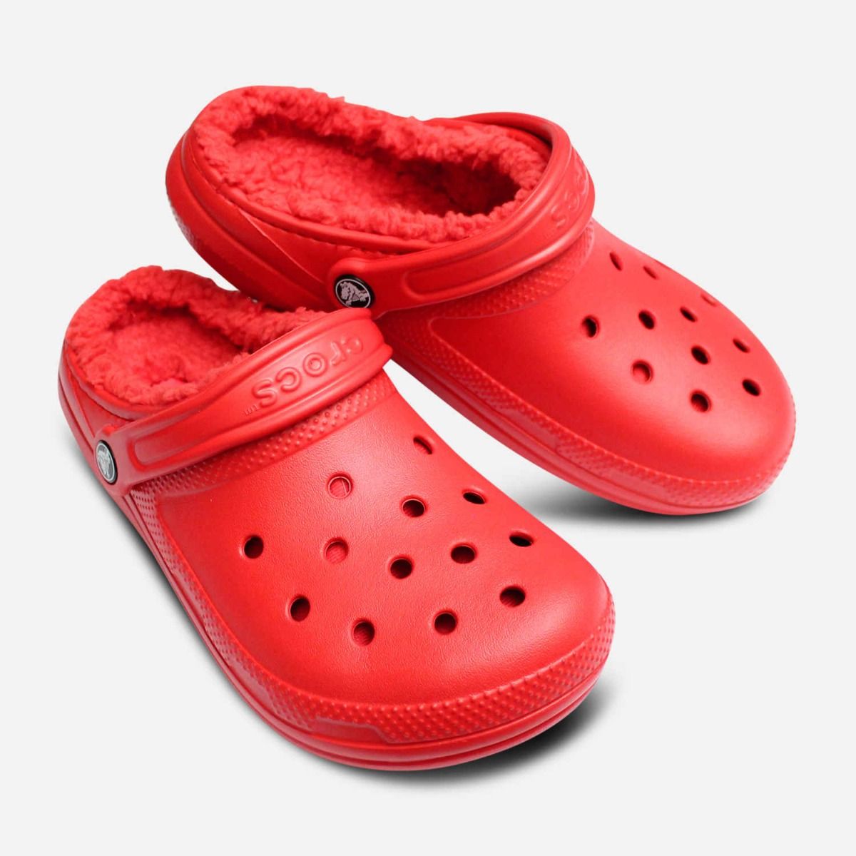 red fuzzy crocs