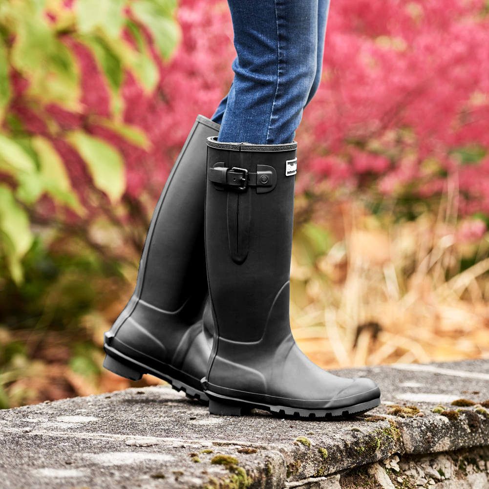 Full Length Womens Barbour Black Wellington Boots