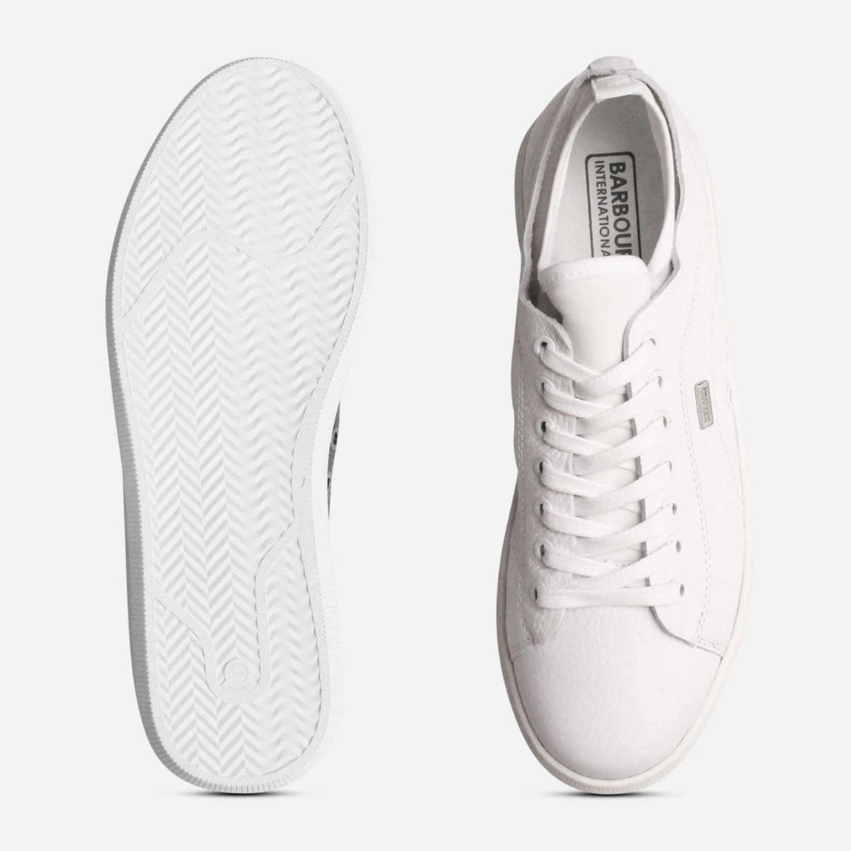Barbour International Premium Cupsole Trainers in White Leather