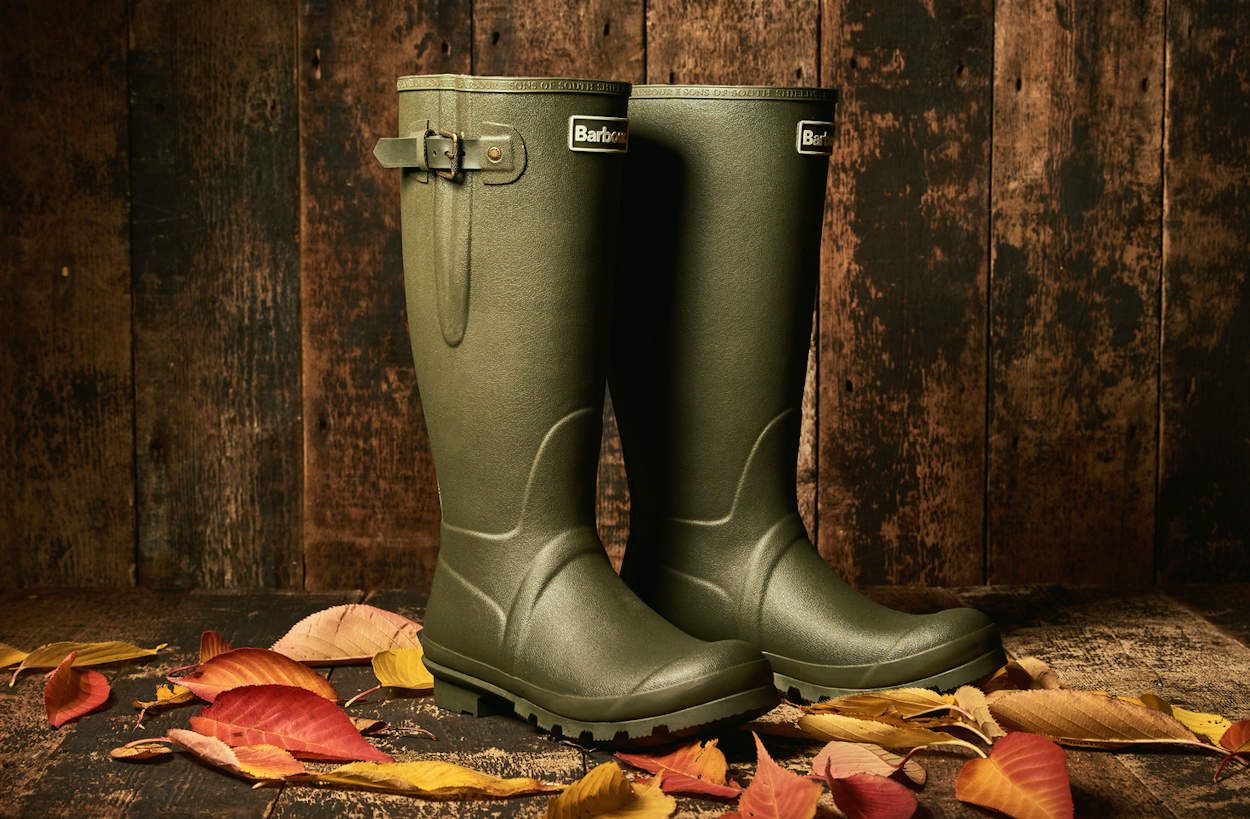 red barbour wellies