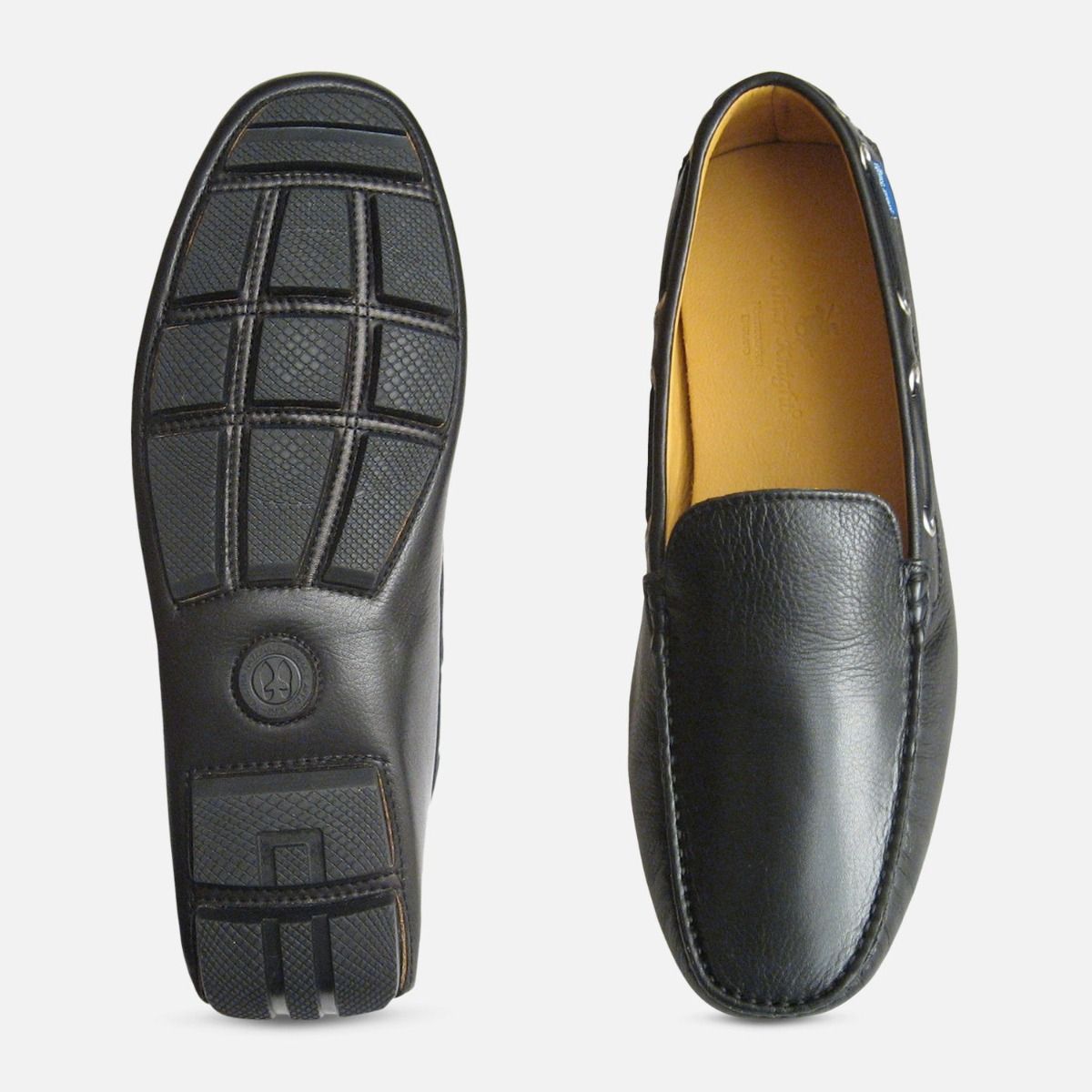 mens black leather driving loafers