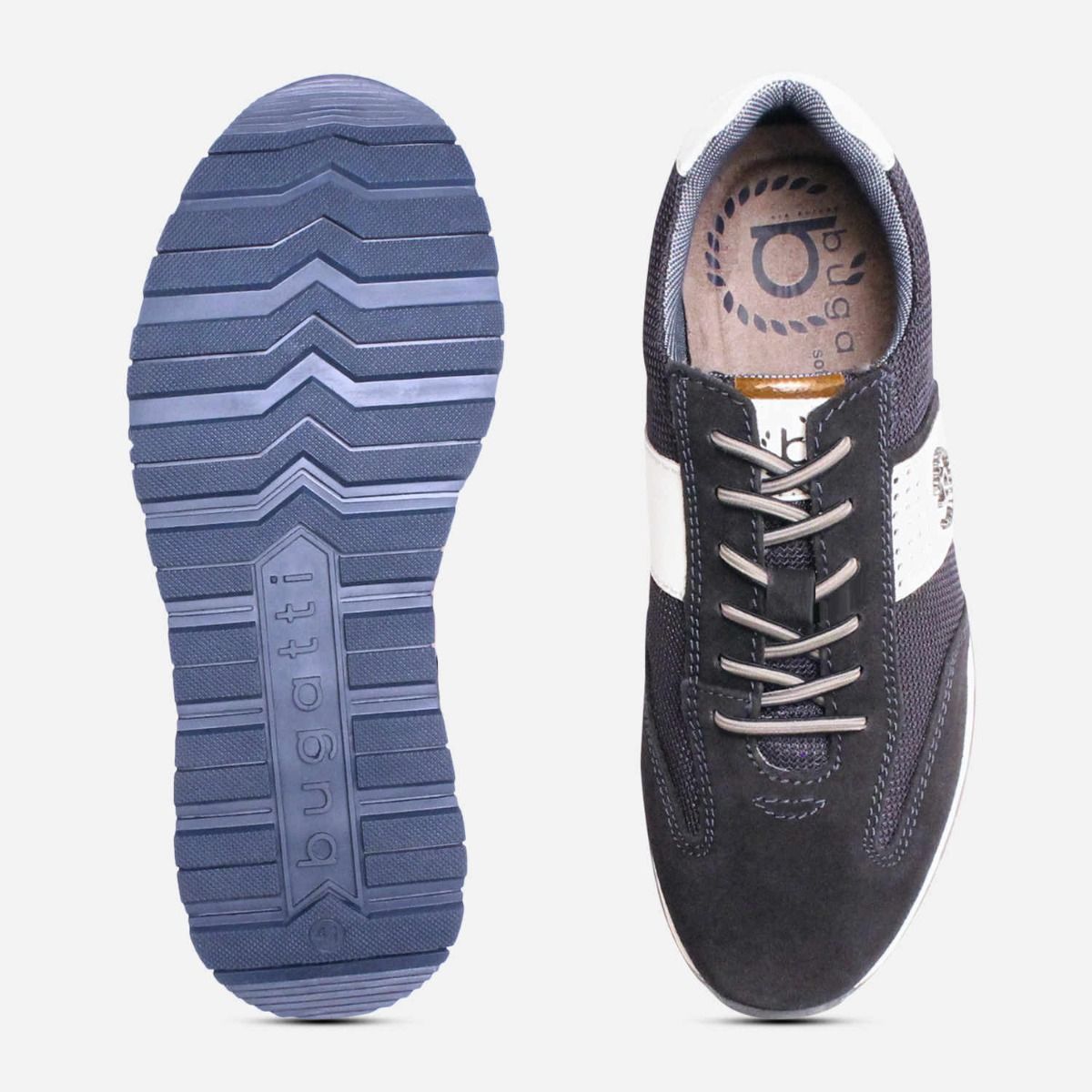 Bugatti Navy Blue Suede Designer Mens Training Shoes