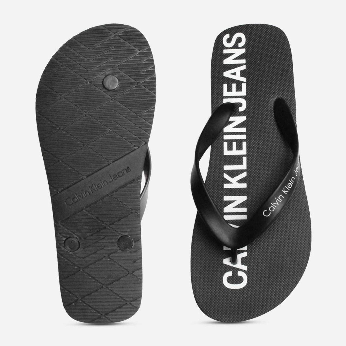 Calvin Klein Mens Errol Jelly Flip Flops in Black