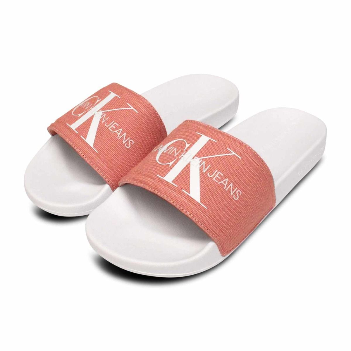 logo Azië wekelijks Calvin Klein Dusk Pink Womens Designer Slider Sandals