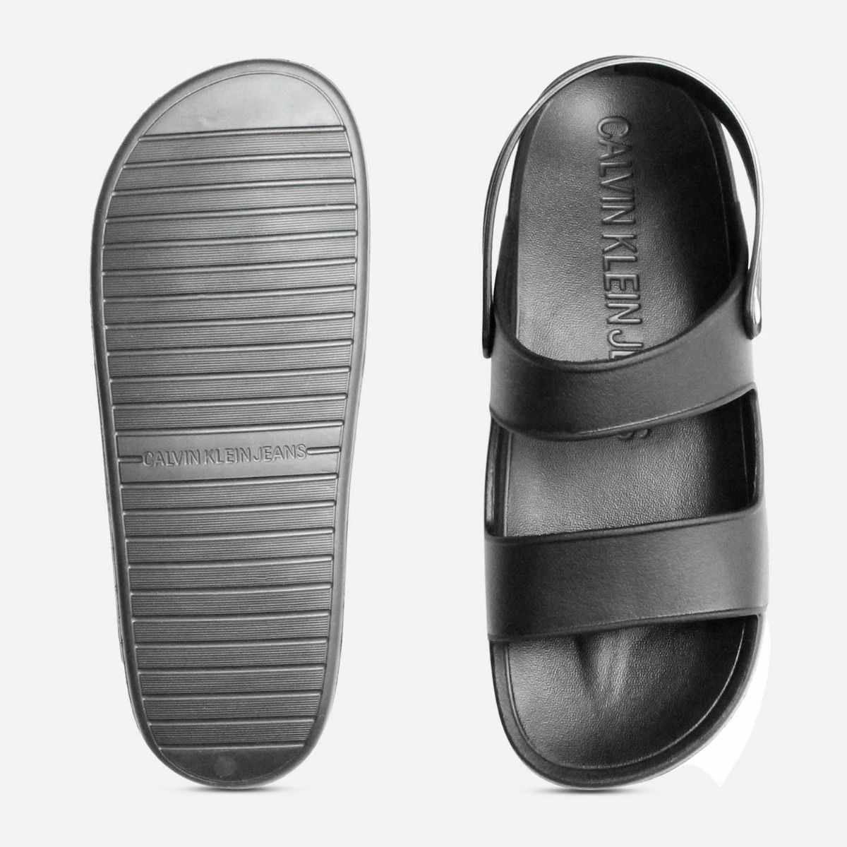 Calvin Klein Mens Designer Black Rubber Patton Sandals