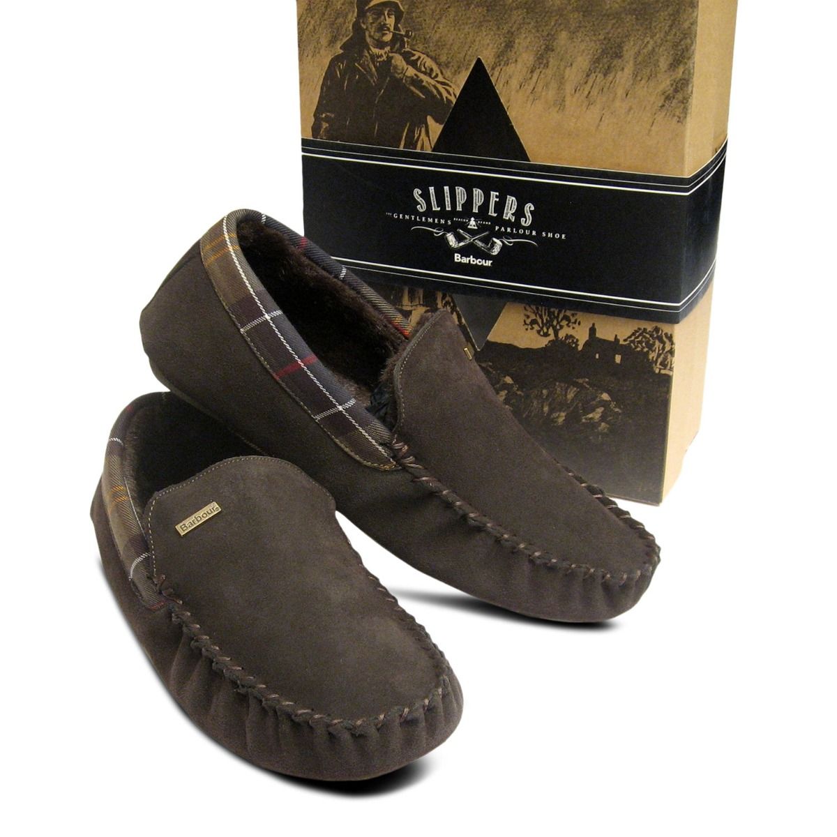 barbour monty slippers brown online -
