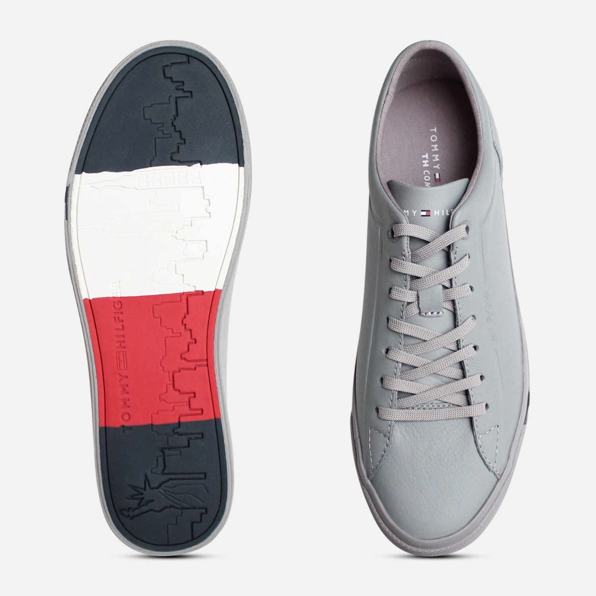 Premium Grey Leather Tommy Hilfiger Sneakers for Men