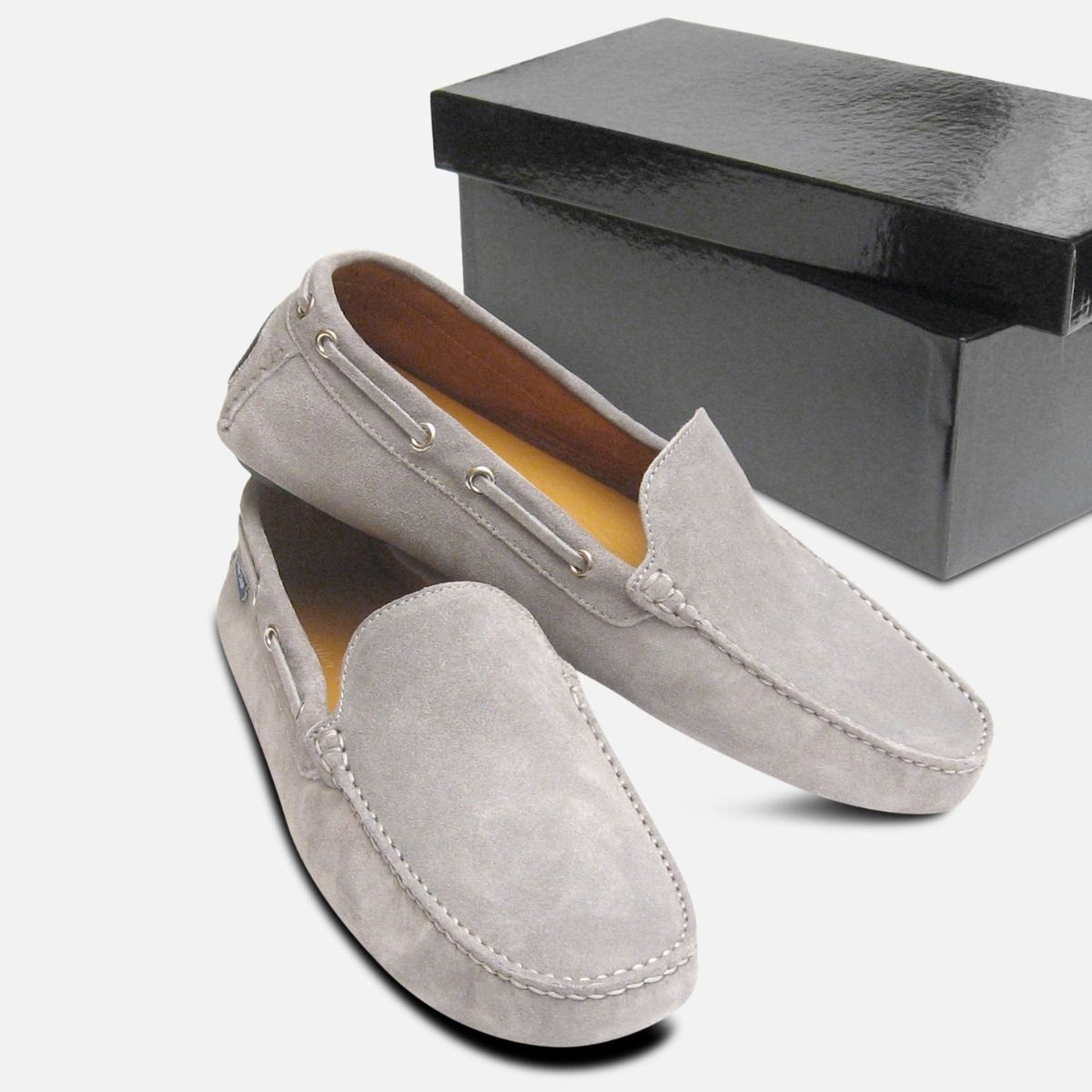 Light Grey Suede Mens Driving Shoes