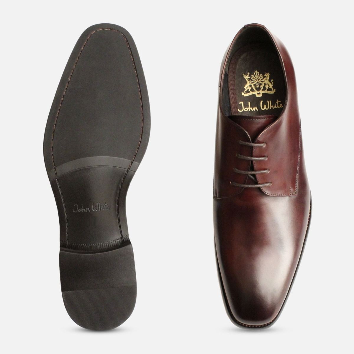 Formal Dark Brown Mens John White Shoes