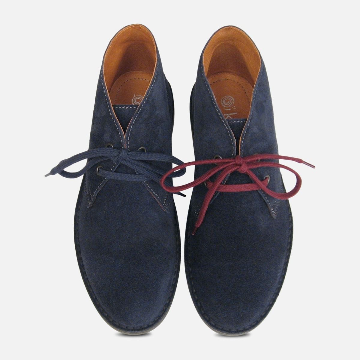 Navy Blue Italian Suede Womens Desert Boots