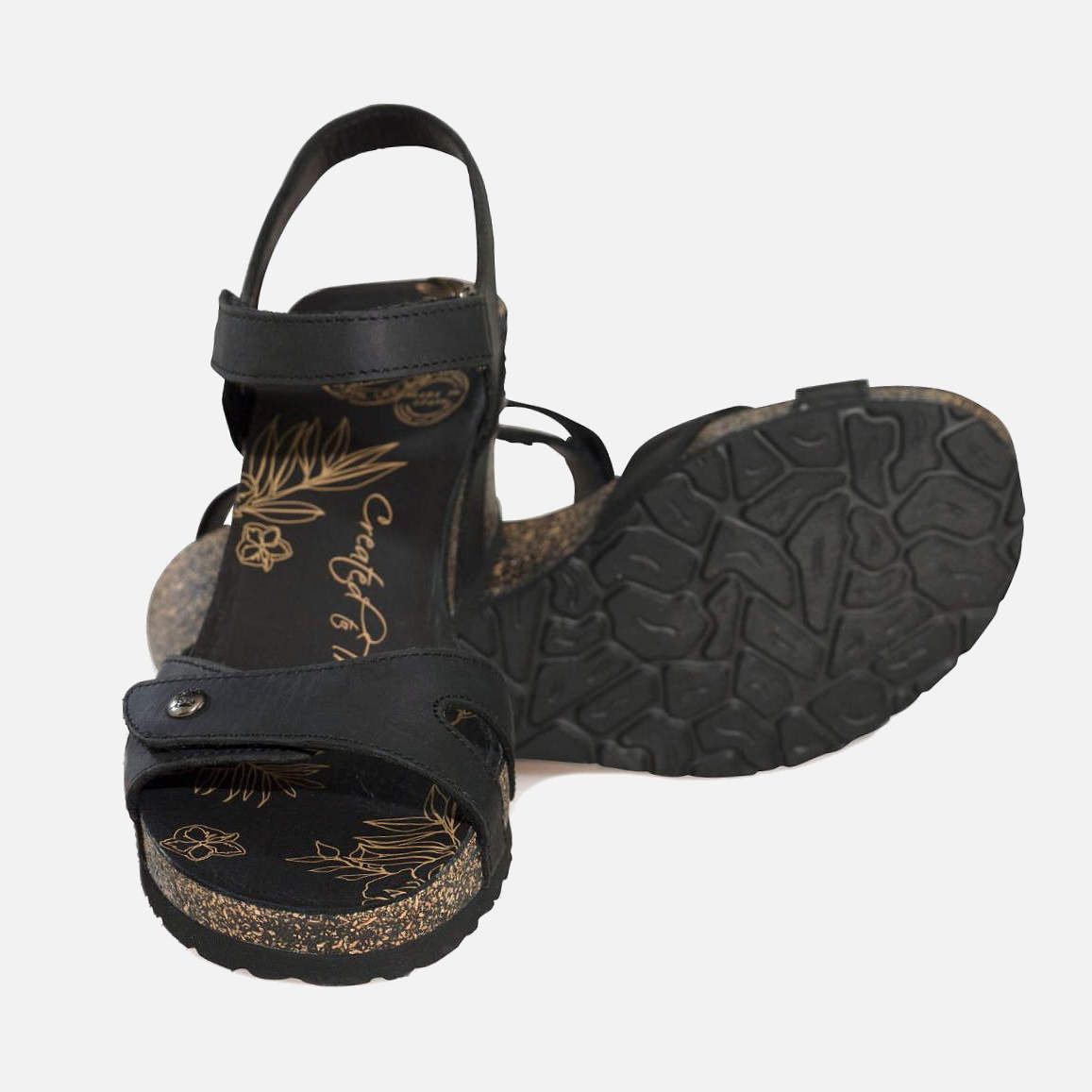 Panama Jack Julia B1 Wedge Sandals in Black Leather