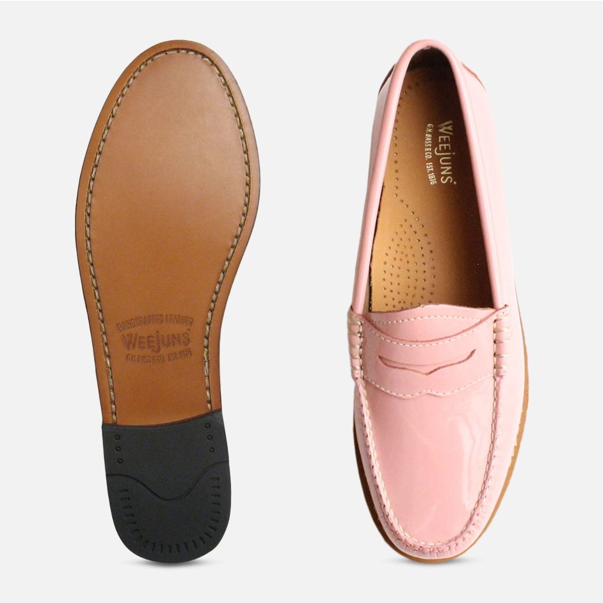 Pink Patent Leather Ladies Penny Loafers Bass Shoes