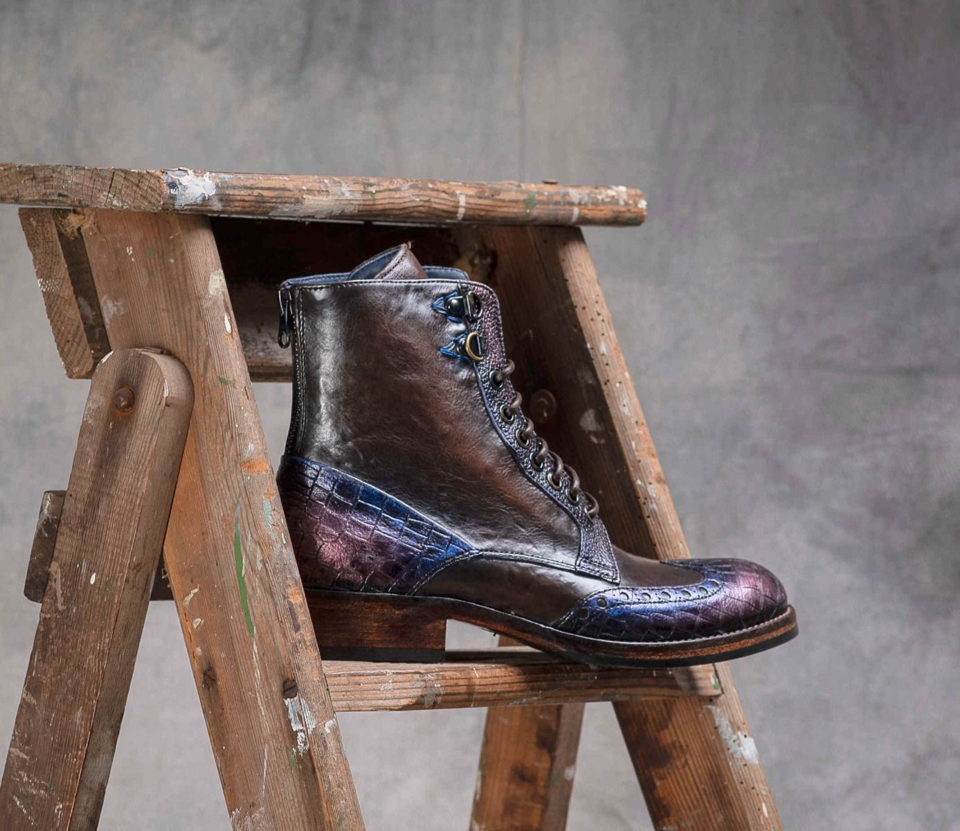 purple metallic boots