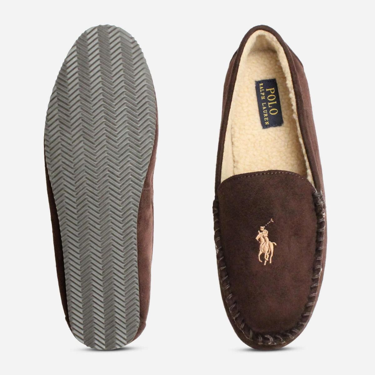 Ralph Lauren Polo Mens Slippers in Chocolate Brown