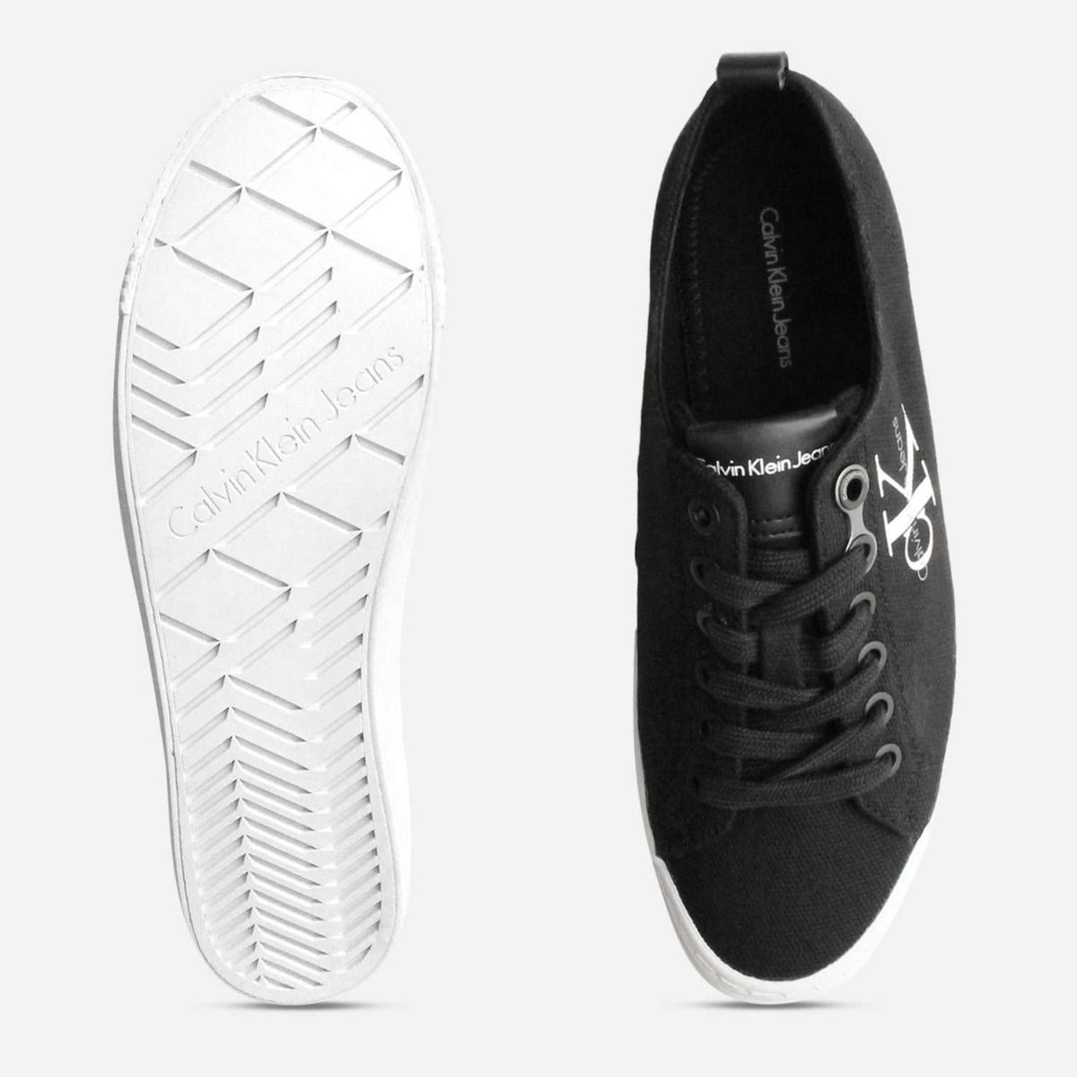 calvin klein black & white jeans zolah canvas trainers