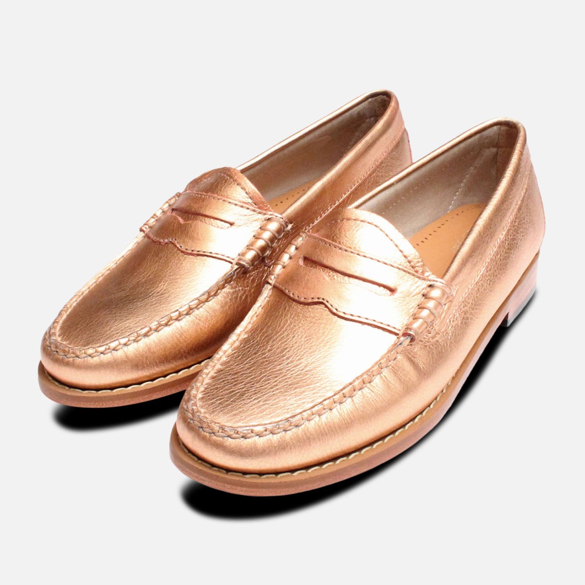 Rose Gold Bass Weejuns Penny Loafer 