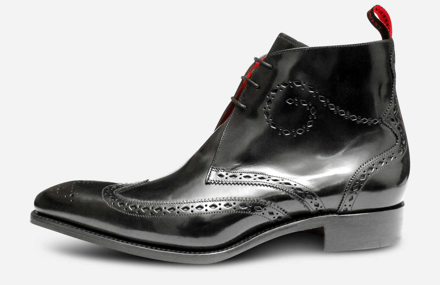 Jeffery West Black Polished Red Sole Brogue Dress Shoes